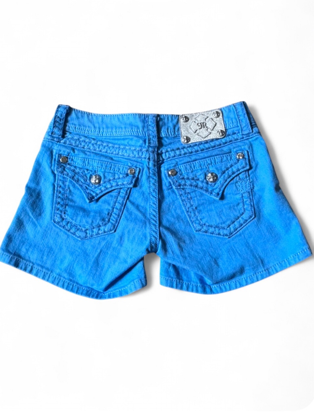 Miss Me Sky Blue Crystal Jean Shorts